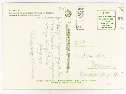 KRAKÓW - OŁTARZ WITA STWOSZA Z KOŚCIOŁA MARIACKIEGO LATA 60. / 70. PRL