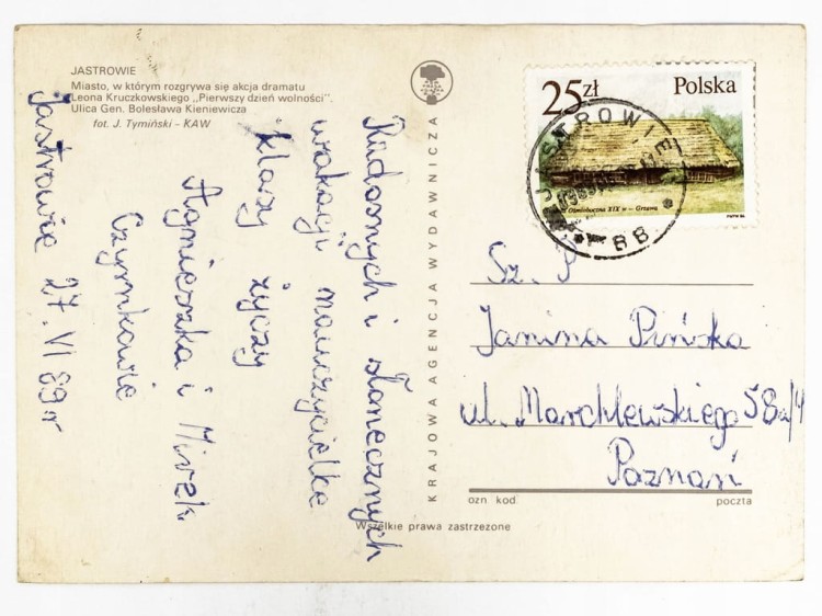 JASTROWIE - UL. GEN. BOLESŁAWA KIENIEWICZA OBECNIE UL. POZNAŃSKA 1989 PRL