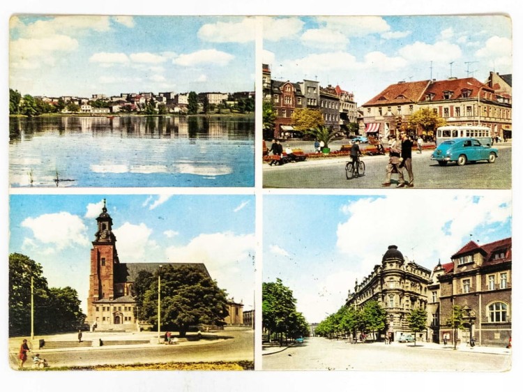 GNIEZNO - RYNEK MIEJSKI, KATEDRA GNIEŹNIEŃSKA, UL. LECHA LATA 60. / 70. PRL