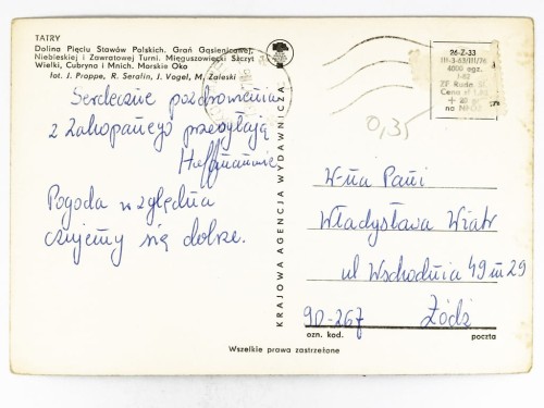 TATRY - DOLINA PIĘCIU STAWÓW, GRAŃ TURNI GĄSIENICOWEJ, MORSKIE OKO 1977 PRL