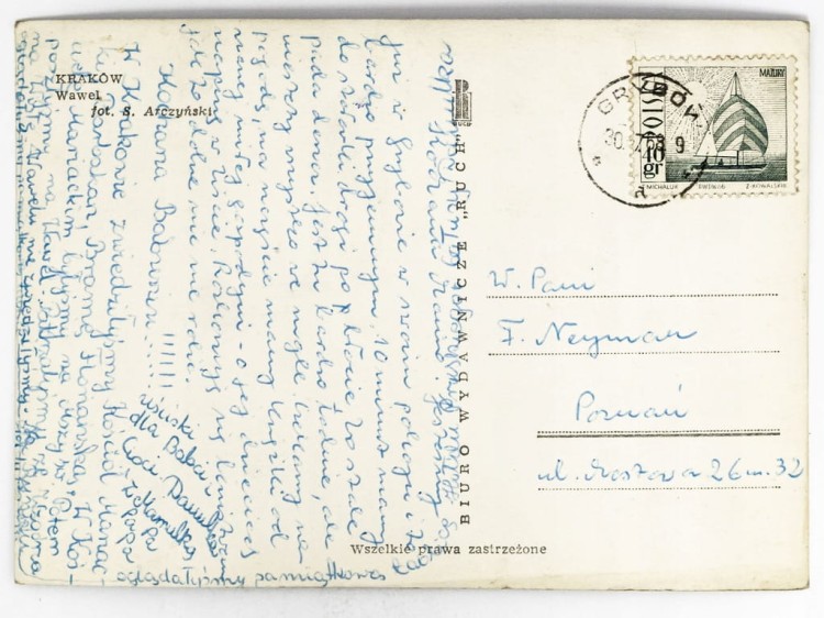 KRAKÓW - WIEŻA ZYGMUNTA III WAZY I FRAGMENT KURZEJ STOPKI WAWEL 1968 PRL