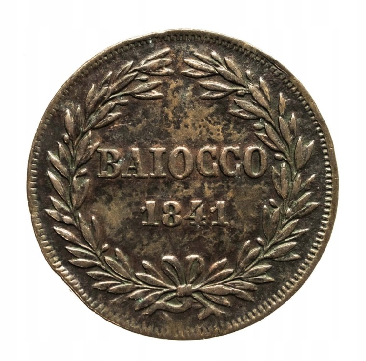 Watykan, Grzegorz XVI (1831-1846) 1 baiocco 1841 R, Rzym