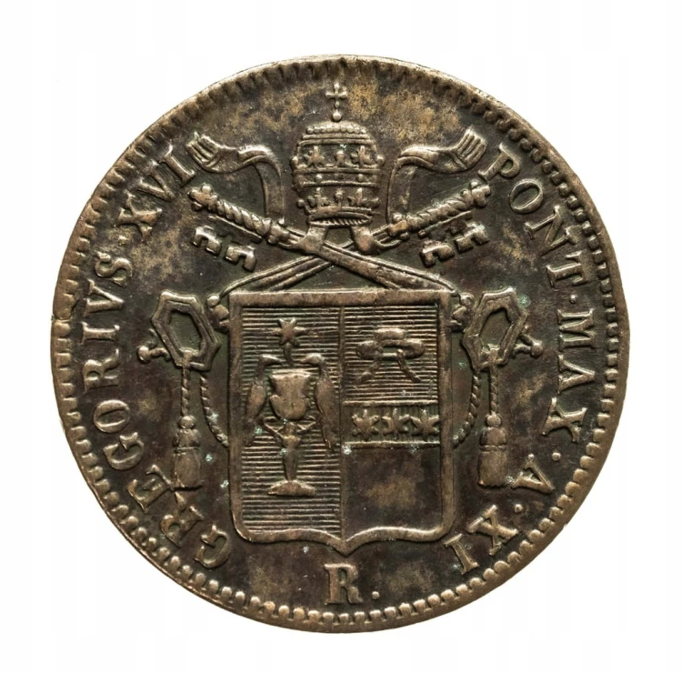 Watykan, Grzegorz XVI (1831-1846) 1 baiocco 1841 R, Rzym