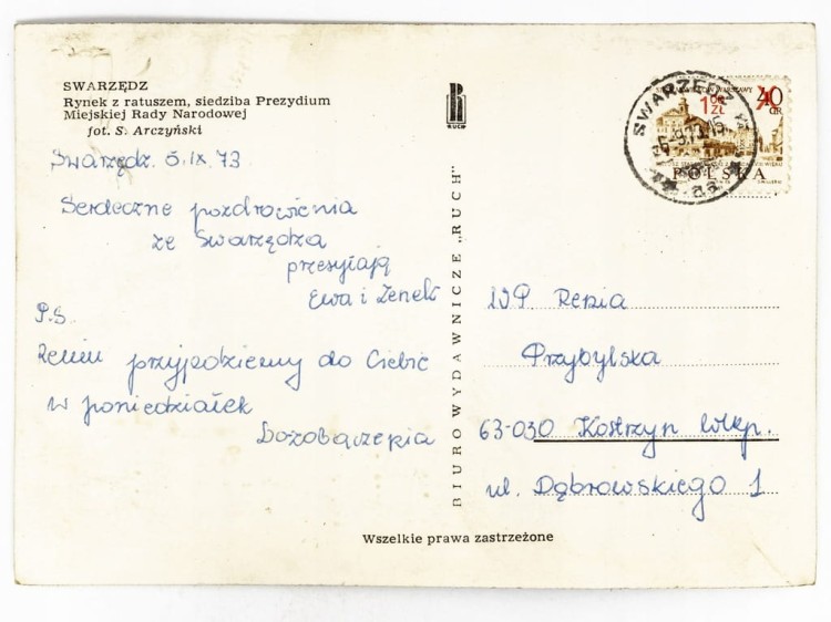 SWARZĘDZ - RYNEK Z RATUSZEM MIEJSKIM 1973 PRL