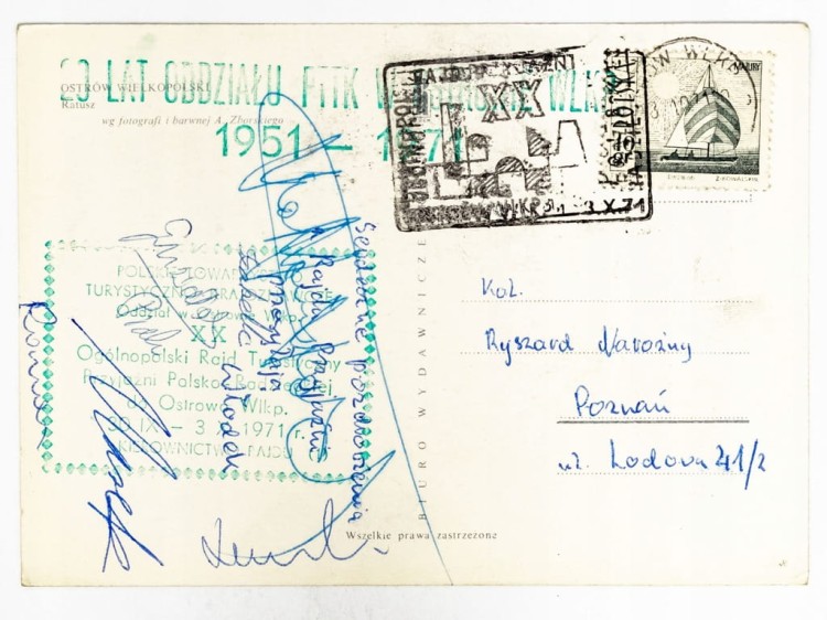 OSTRÓW WIELKOPOLSKI - RATUSZ MIEJSKI RAJD PTTK 1971 PRL