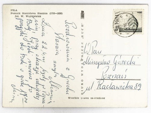 PIŁA - POMNIK STANISŁAWA STASZICA 1969 PRL