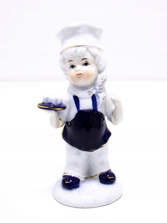STARA PORCELANOWA FIGURKA KOBIETA Z TORTEM, EM EXCLUSIVE COLLECTION
