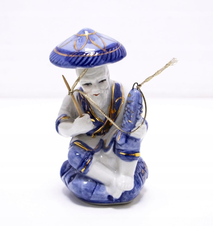 STARA PORCELANOWA FIGURKA ORIENTALNA RYBAK (MĘŻCZYZNA)