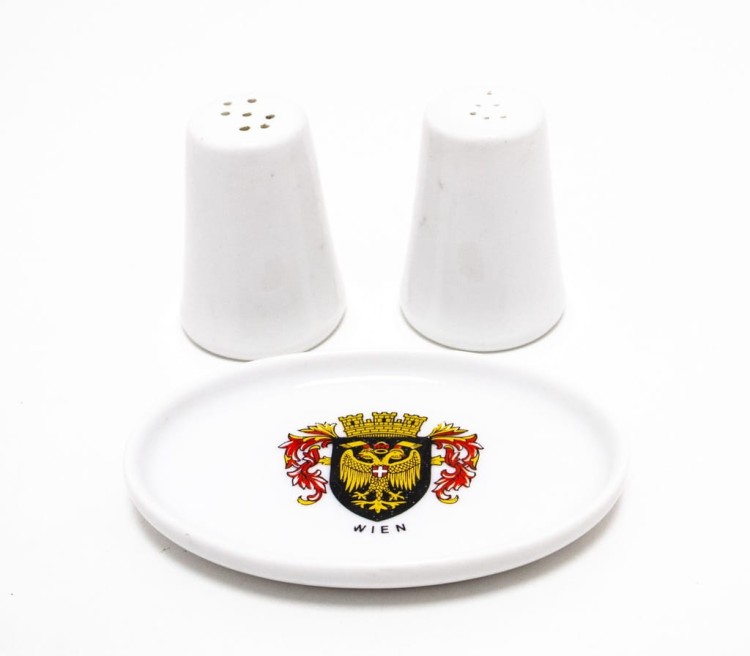 ZESTAW STAREJ PORCELANY, SOLNICZKA I PIEPRZNICZKA WIEDEŃ AUSTRIA