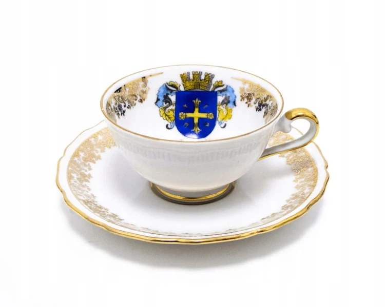 STARA PORCELANOWA FILIŻANKA Z PODSTAWKIEM, SIELBECK-UKLEI NIEMCY