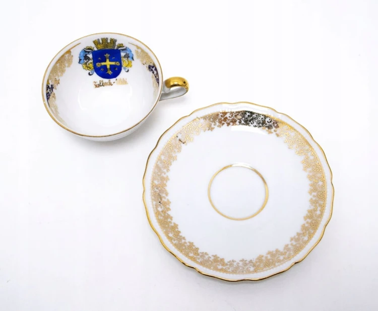STARA PORCELANOWA FILIŻANKA Z PODSTAWKIEM, SIELBECK-UKLEI NIEMCY
