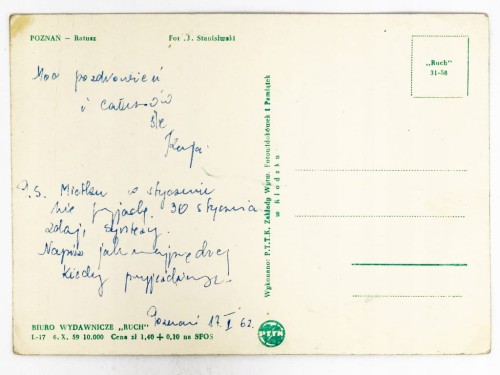 POZNAŃ - STARY RYNEK Z RATUSZEM OD STRONY UL. WODNEJ 1962 PRL