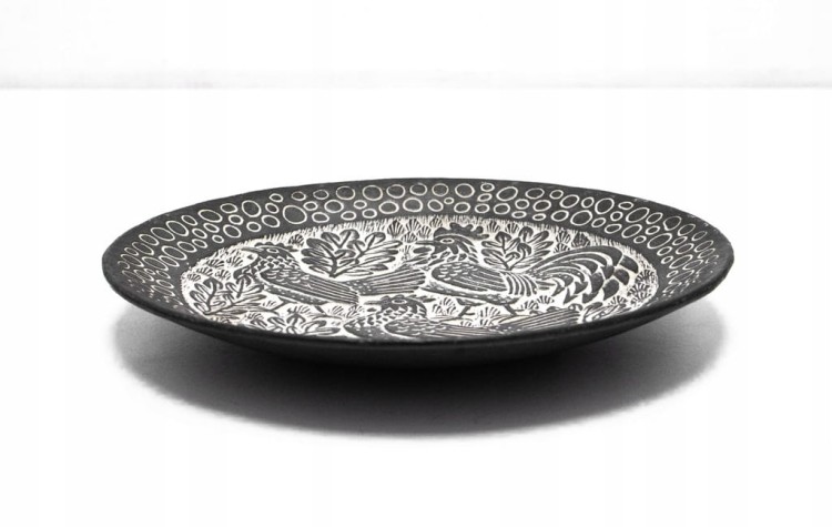 STARY CERAMICZNY TALERZ / PATERA - STEFAN KNIAT, KURY 1969