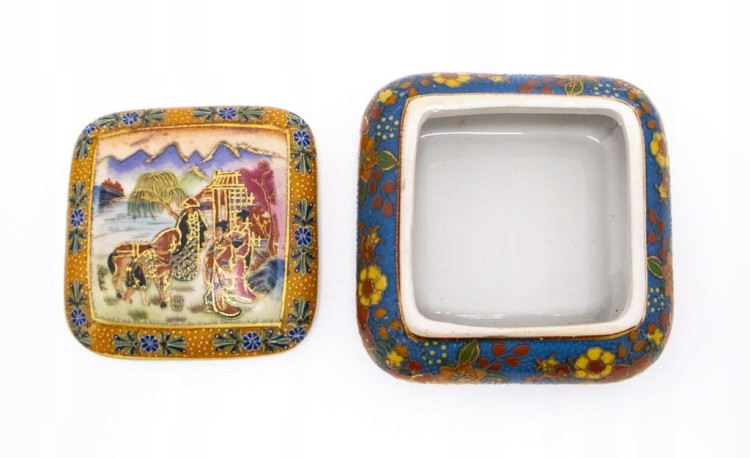 STARA CERAMICZNA SZKATUŁKA CHINY / JAPONIA