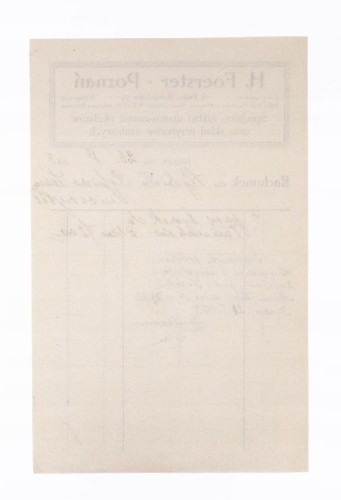 STARY RACHUNEK - ZAKŁAD DOSTOSOWANIA OKULARÓW H. FOERSTER, POZNAŃ 1923
