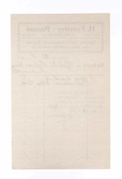 STARY RACHUNEK - ZAKŁAD DOSTOSOWANIA OKULARÓW H. FOERSTER, POZNAŃ 1923