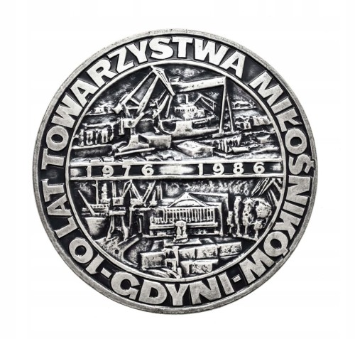 MEDAL 60 LAT PRAW MIEJSKICH GDYNIA, 10 LAT TOW. MIŁOŚNIKÓW GDYNI 1986
