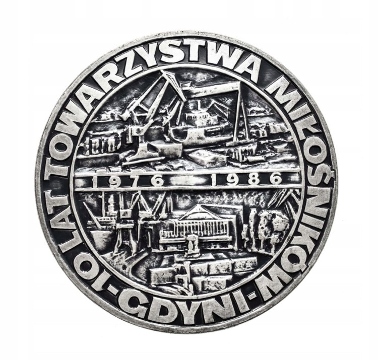 MEDAL 60 LAT PRAW MIEJSKICH GDYNIA, 10 LAT TOW. MIŁOŚNIKÓW GDYNI 1986