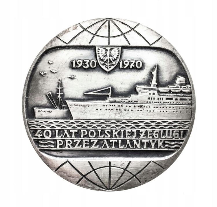 MEDAL POLSKIE LINIE OCEANICZNE 40 LAT ŻEGLUGI PRZEZ ATLANTYK 1970 (KOWALIK)