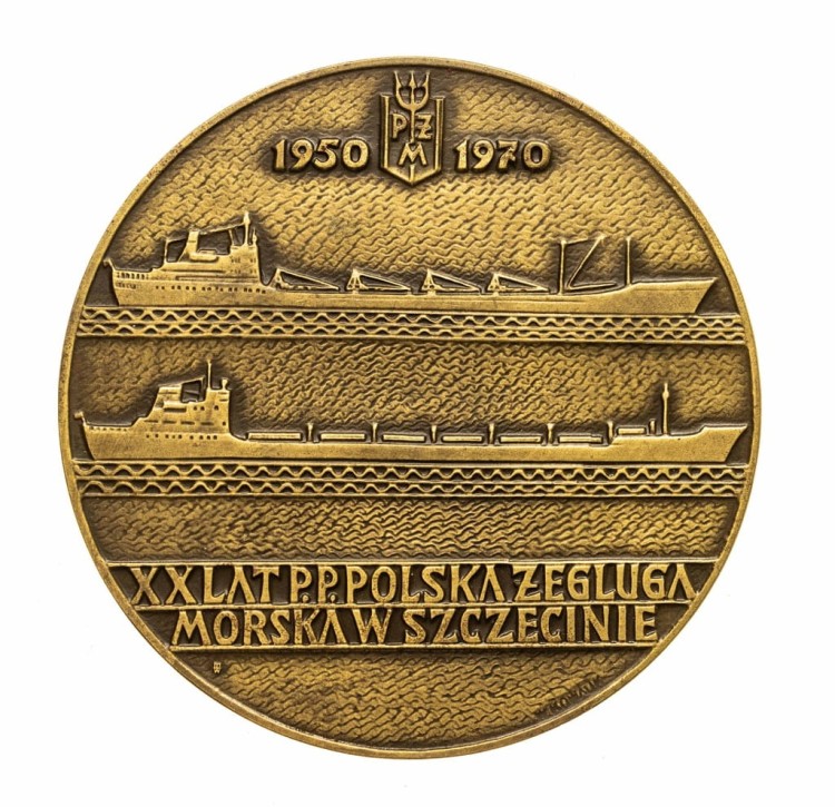 MEDAL XX LAT POLSKIEJ ŻEGLUGI MORSKIEJ W SZCZECINIE, PŻM 1970 (KOWALIK)