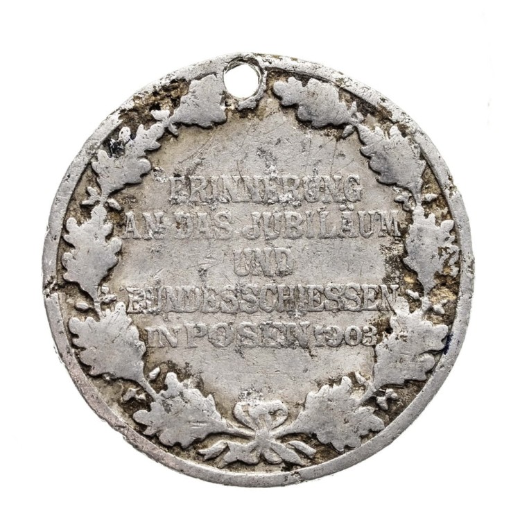 Medalik upamiętniający rocznicę zawodów strzeleckich w Poznaniu 1903 rok.