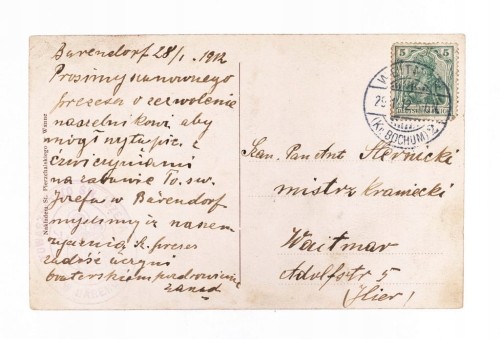 STARA POCZTÓWKA - TOWARZYSTWO ŚW. JÓZEFA, BARENDORF 1912