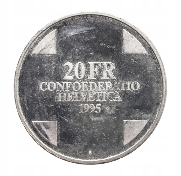 Szwajcaria, 20 franków 1995, Królewska biała żmija