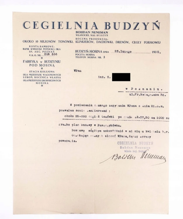 STARY RACHUNEK - CEGIELNIA BUDZYŃ, MOSINA / PUSZCZYKÓWKO 1935