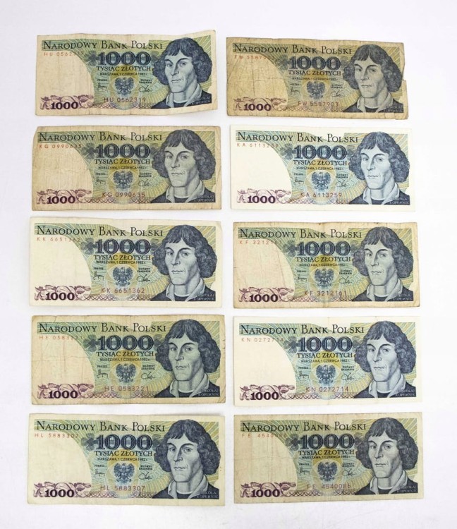 ZESTAW BANKNOTÓW PRL 1000 ZŁ (NR 22)