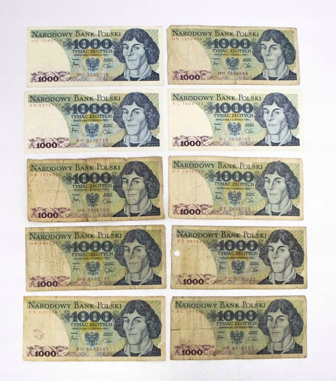 ZESTAW BANKNOTÓW PRL 1000 ZŁ (NR 21)