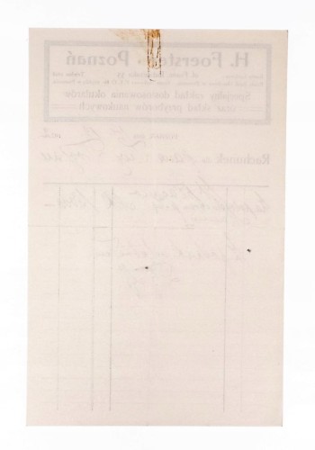 STARY RACHUNEK - ZAKŁAD DOSTOSOWANIA OKULARÓW H. FOERSTER, POZNAŃ 1922