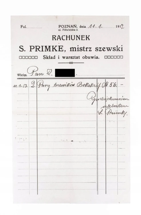 STARY RACHUNEK - MISTRZ SZEWSKI S. PRIMKE, POZNAŃ 1917