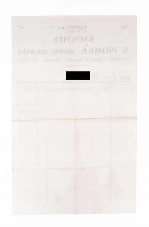 STARY RACHUNEK - MISTRZ SZEWSKI S. PRIMKE, POZNAŃ 1917