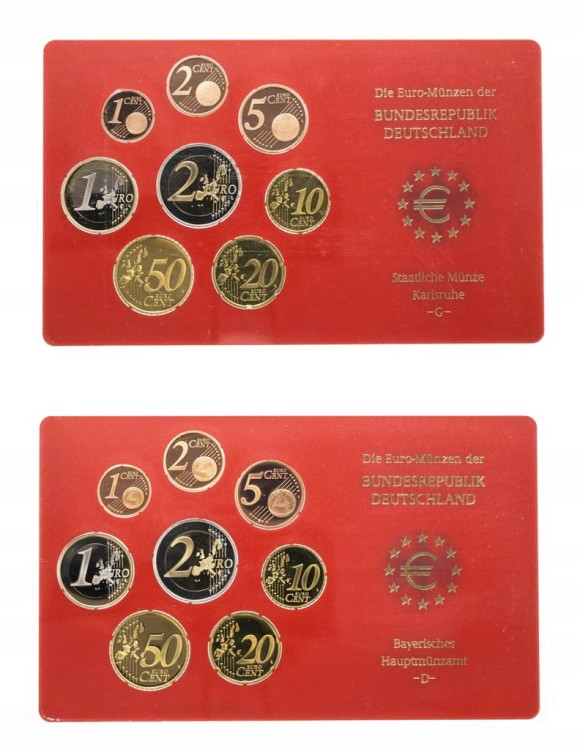 Niemcy, zestaw monet obiegowych 2002 i 2003