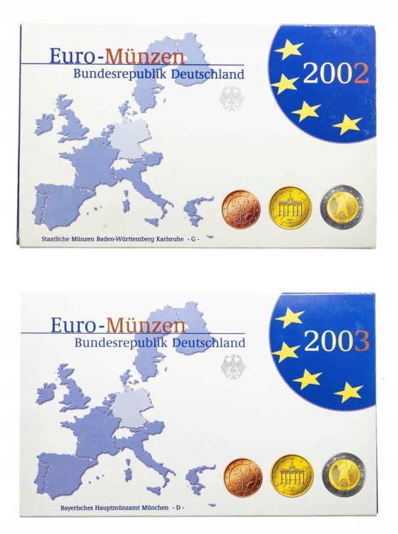 Niemcy, zestaw monet obiegowych 2002 i 2003