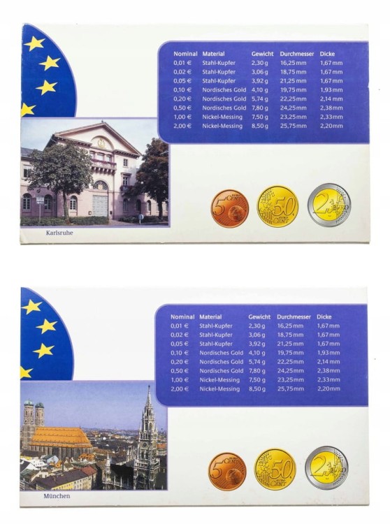 Niemcy, zestaw monet obiegowych 2002 i 2003