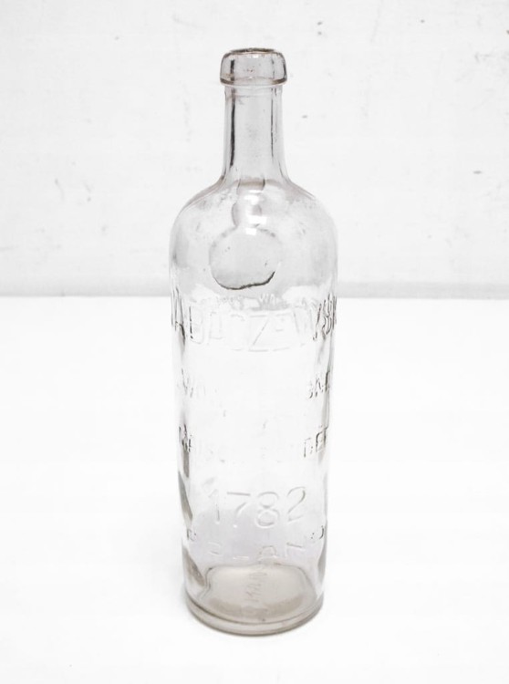 STARA SZKLANA BUTELKA, ALKOHOL J. A. BACZEWSKI, LWÓW