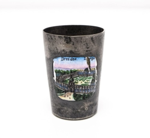 STARY POSREBRZANY KIELISZEK DREZNO ZWINGER