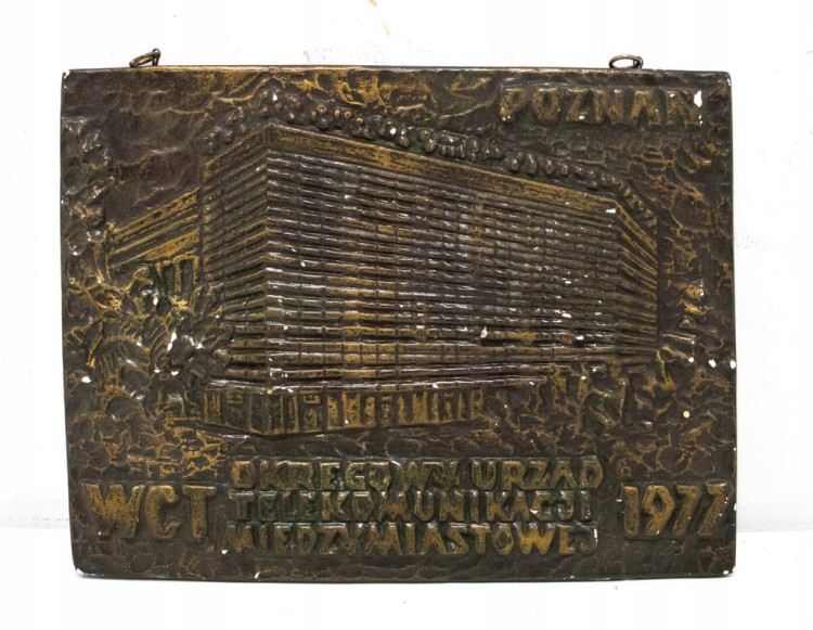 PLAKIETA OKRĘGOWY URZĄD TELEKOMUNIKACJI MIĘDZYMIASTOWEJ, POZNAŃ 1977
