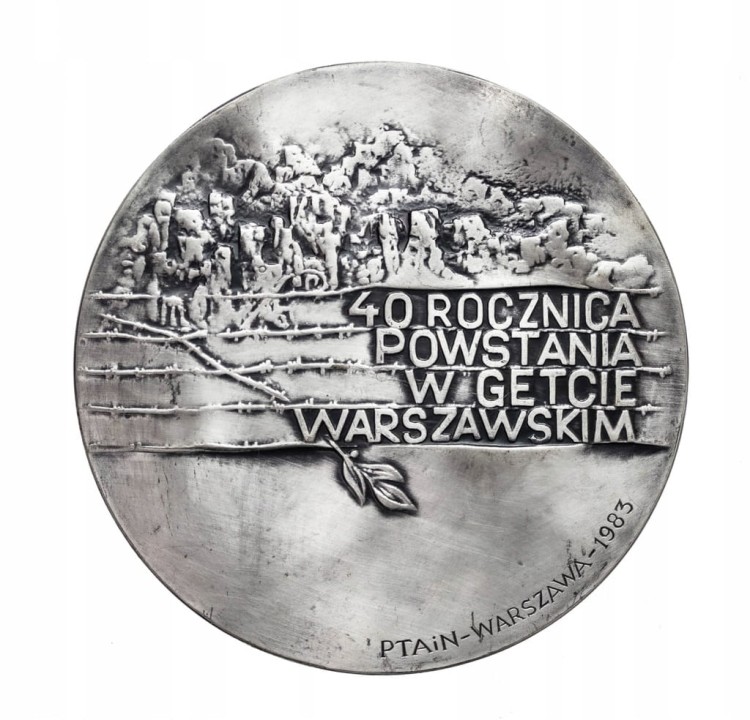 MEDAL 40 ROCZNICA POWSTANIA W GETCIE WARSZAWSKIM, PTAIN WARSZAWA 1983
