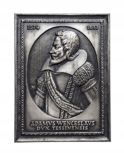MEDAL PLAKIETA ADAM WACŁAW CIESZYŃSKI, PTAIN BIELSKO-BIAŁA 1990