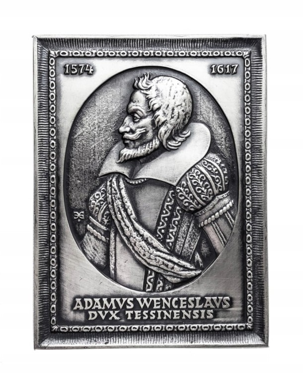MEDAL PLAKIETA ADAM WACŁAW CIESZYŃSKI, PTAIN BIELSKO-BIAŁA 1990