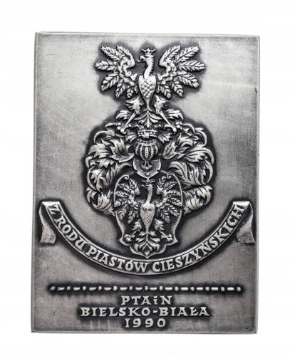 MEDAL PLAKIETA ADAM WACŁAW CIESZYŃSKI, PTAIN BIELSKO-BIAŁA 1990