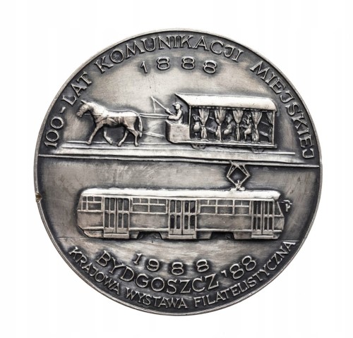 MEDAL KAZIMIERZ WIELKI, 100 LAT KOMUNIKACJI MIEJSKIEJ BYDGOSZCZ 1988