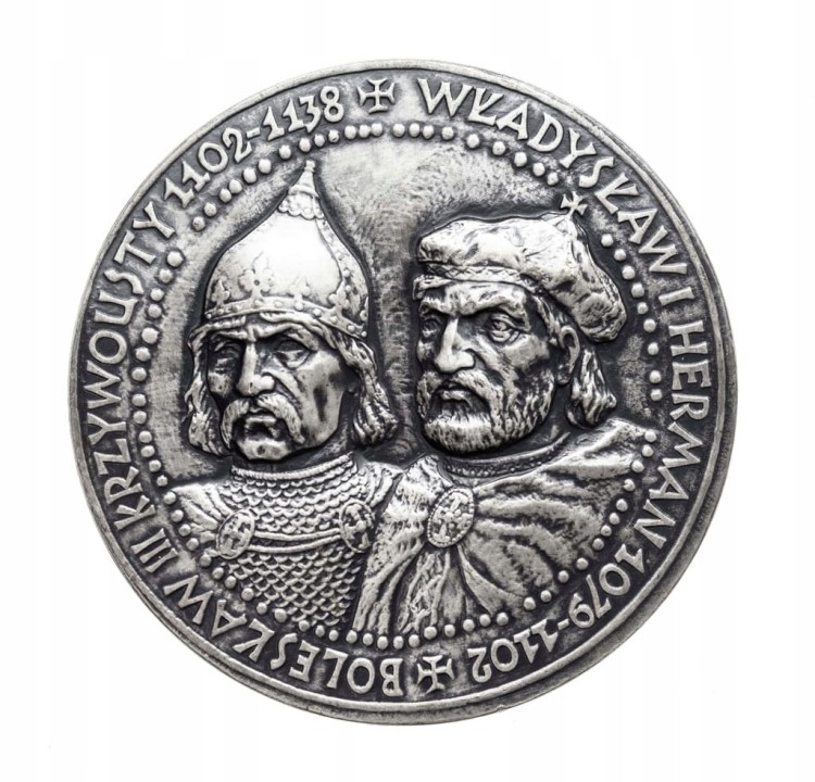 MEDAL BOLESŁAW III KRZYWOUSTY, WŁADYSŁAW I HERMAN, PTAIN PŁOCK 1990