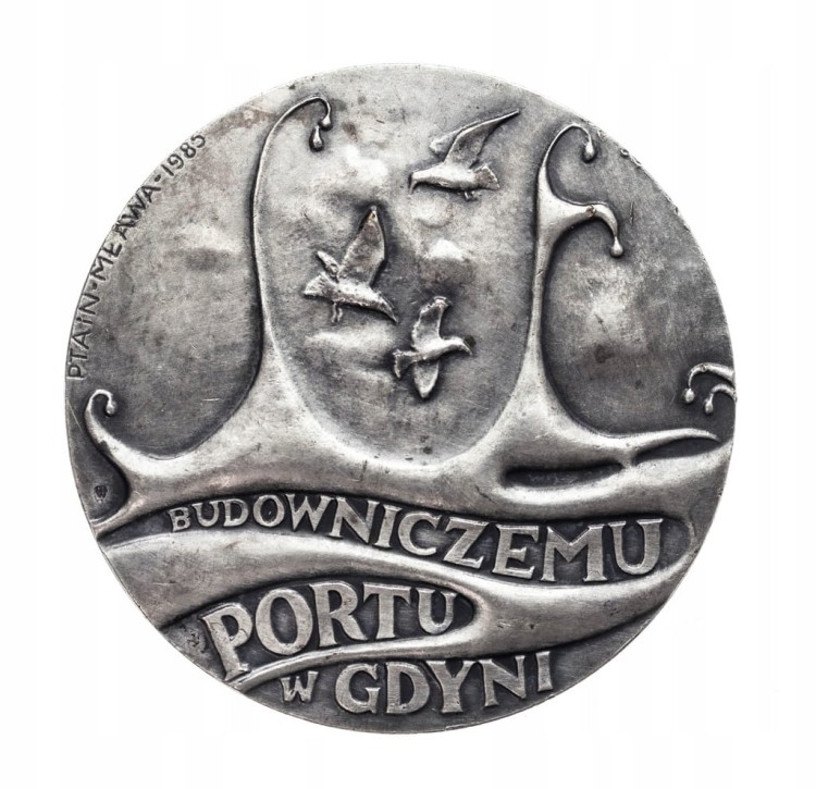 MEDAL EUGENIUSZ KWIATKOWSKI, BUDOWNICZEMU PORTU W GDYNI, PTAIN MŁAWA 1985