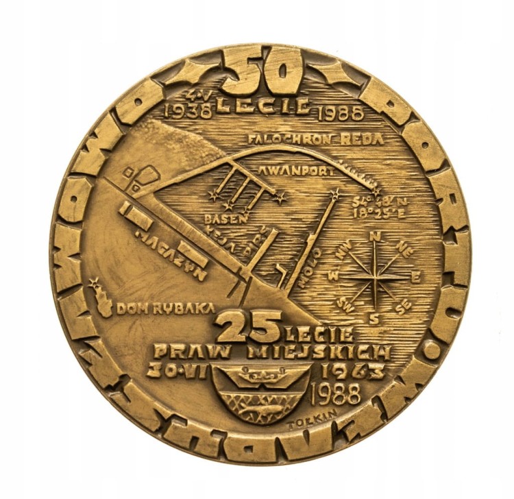 MEDAL WŁADYSŁAW IV WAZA, 50 LAT PORTU WŁADYSŁAWOWO 1988 (TOŁKIN)