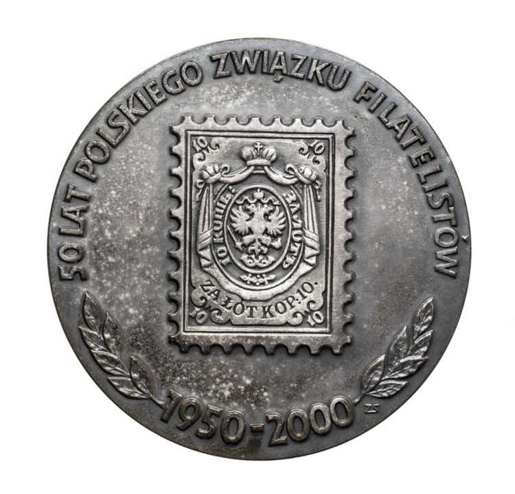 MEDAL BIULETYN FILATELISTA, 50 LAT POLSKIEGO ZWIĄZKU FILATELISTÓW 2000