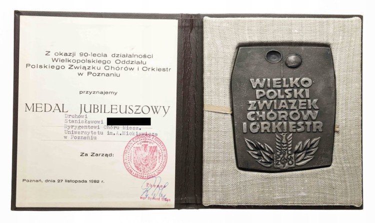 MEDAL 90 LAT DZIAŁALNOŚCI POLSKIEGO ZWIĄZKU CHÓRÓW I ORKIESTR, POZNAŃ 1982