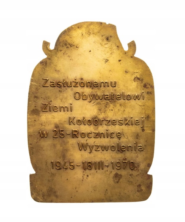 MEDAL PLAKIETA ZASŁUŻONEMU OBYWATELOWI ZIEMI KOŁOBRZESKIEJ, KOŁOBRZEG 1970